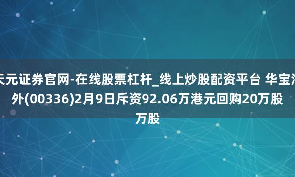 天元证券官网-在线股票杠杆_线上炒股配资平台 华宝海外(00336)2月9日斥资92.06万港元回购20万股